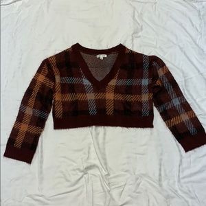 Wild Honey Fall Colors Plaid Crop Sweater